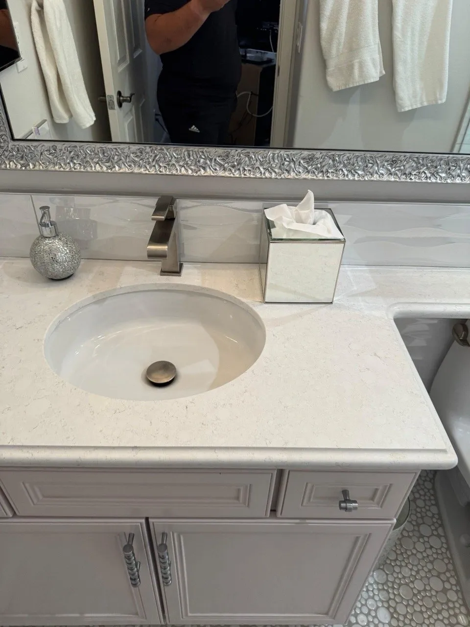 Bathroom vanity after deep cleaning